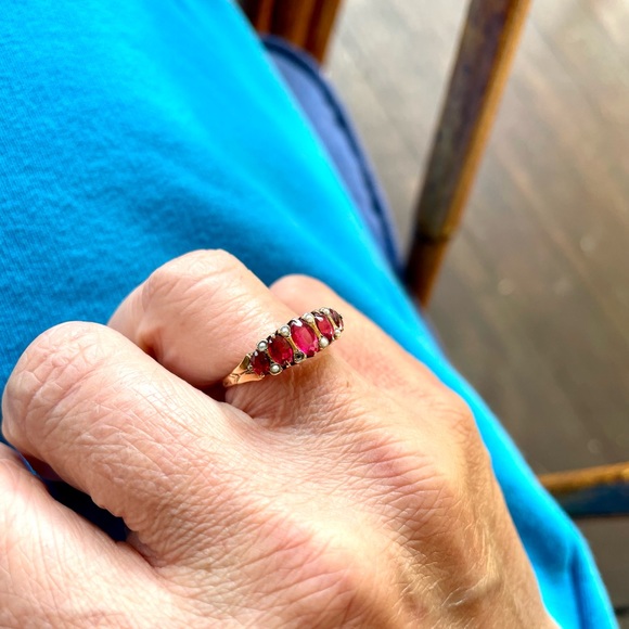 Antique 14k Ruby seed pearl 1.50ct cocktail ring. US 6 1/4. - Picture 2 of 9
